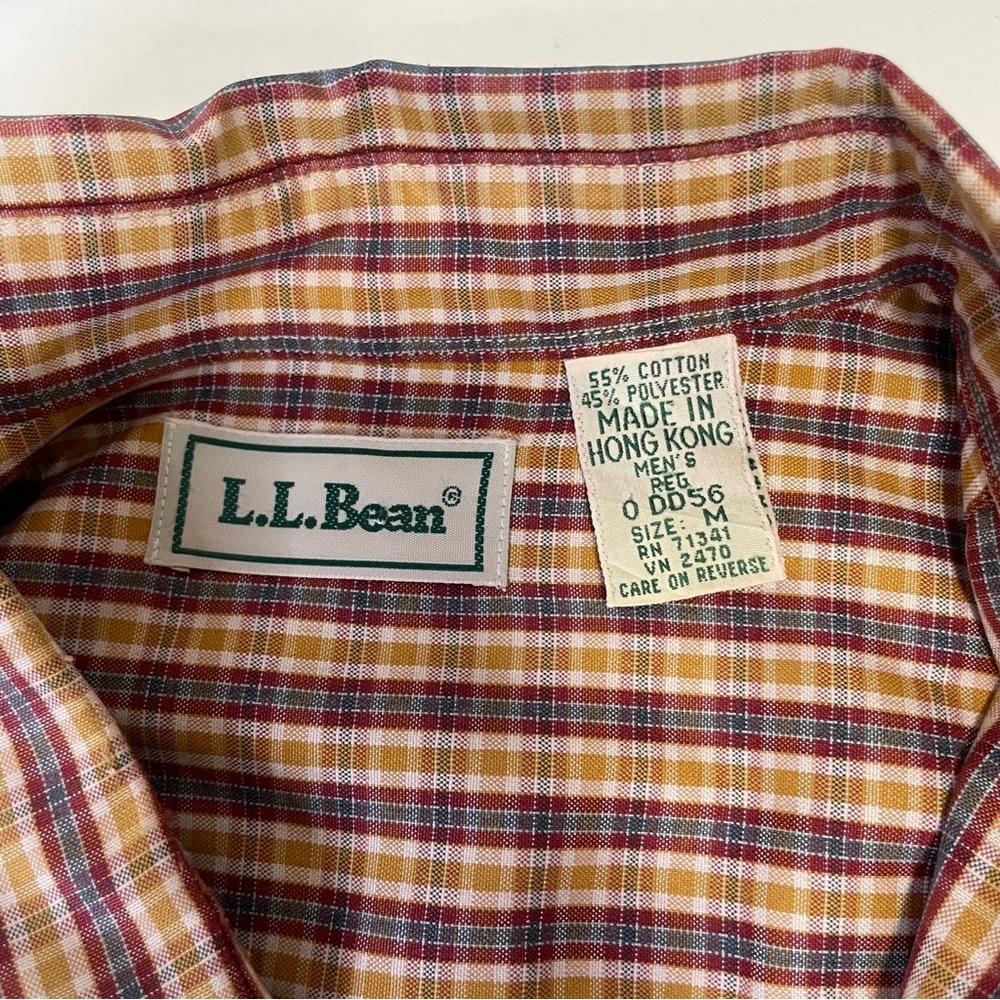 L.L. Bean VTG Y2K Men's M Plaid Button Down Shirt Classic Fit Brown/Tan 55/45 - Picture 2 of 5
